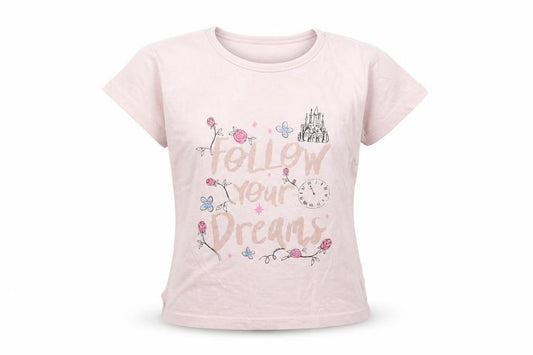Front view of Disney girls’ purple floral basic t-shirt, size 2-3, years