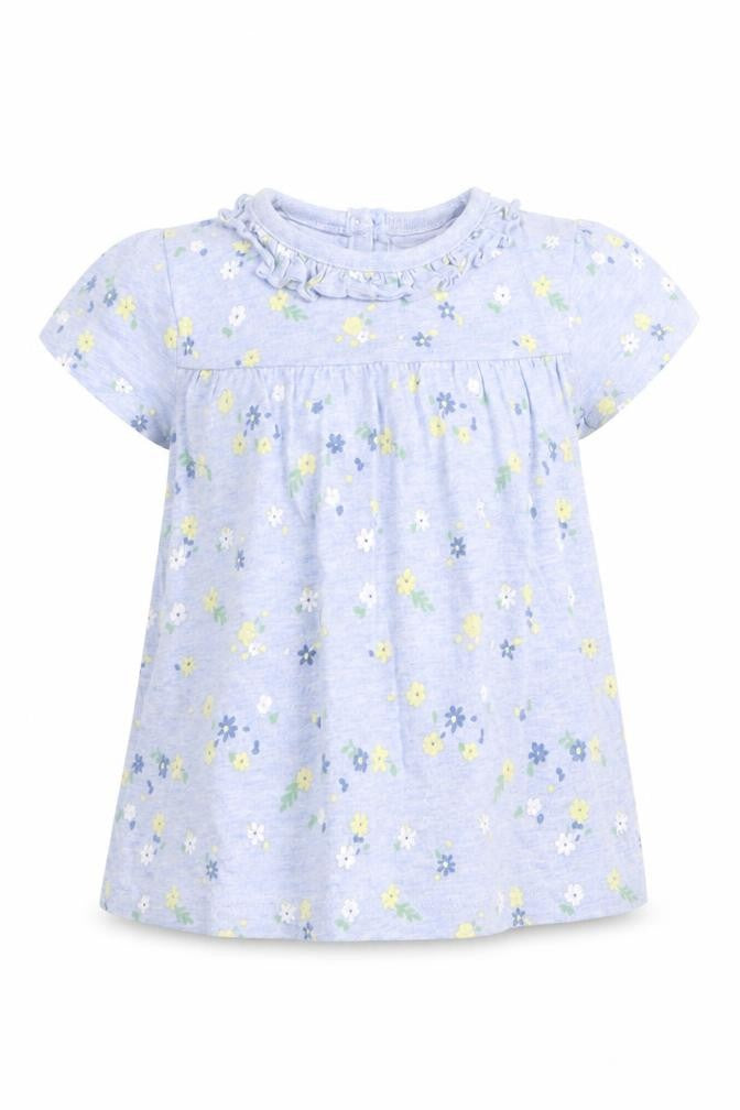 Asda George Girls Blue Floral  T-Shirt Dress  Size 3-6 Months
