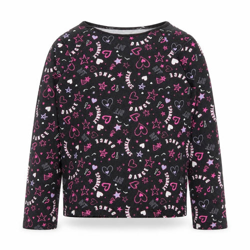 George Girls Black Floral  Basic T-Shirt Size 8-9 Years