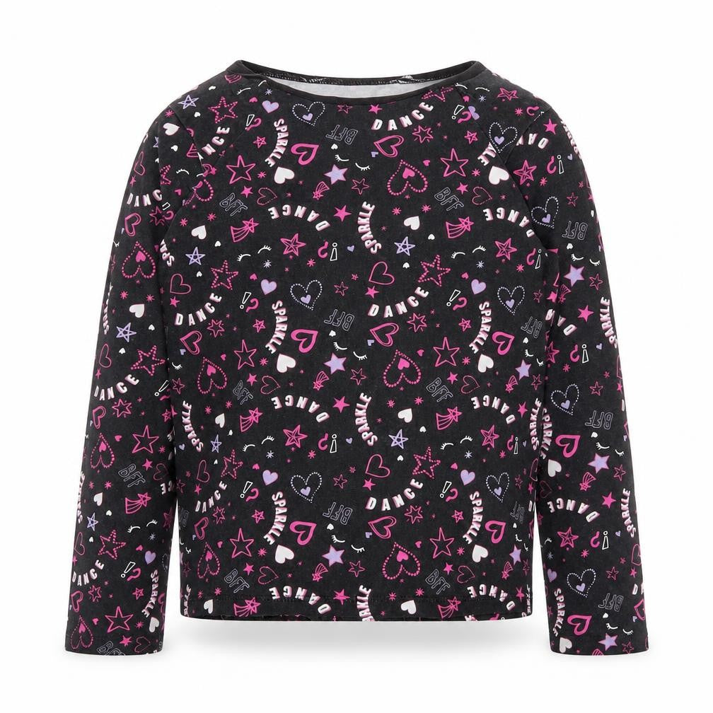 George Girls Black Floral  Basic T-Shirt Size 8-9 Years