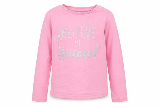 Front view of Matalan girls’ pink basic t-shirt, size 7, years