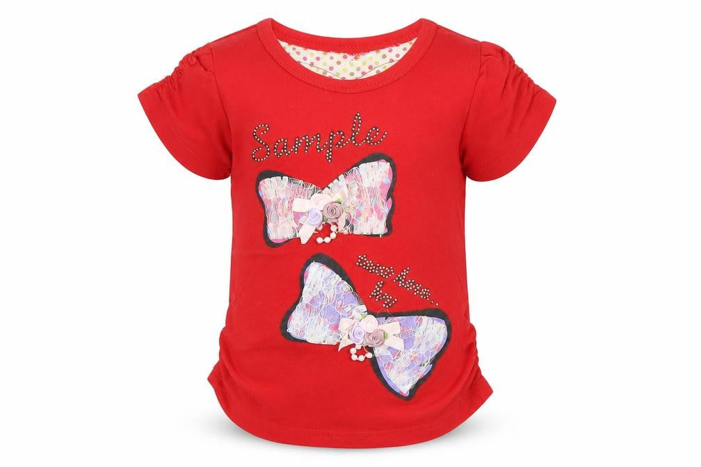 Front view of spenema Baby Pink Colourblock Basic T-Shirt, size 6-9, Months