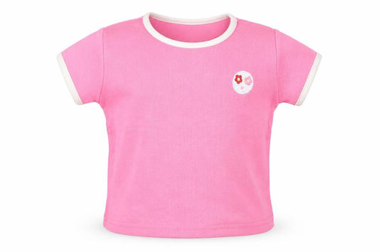 Front view of George girls’ pink basic t-shirt, size 6-9, months