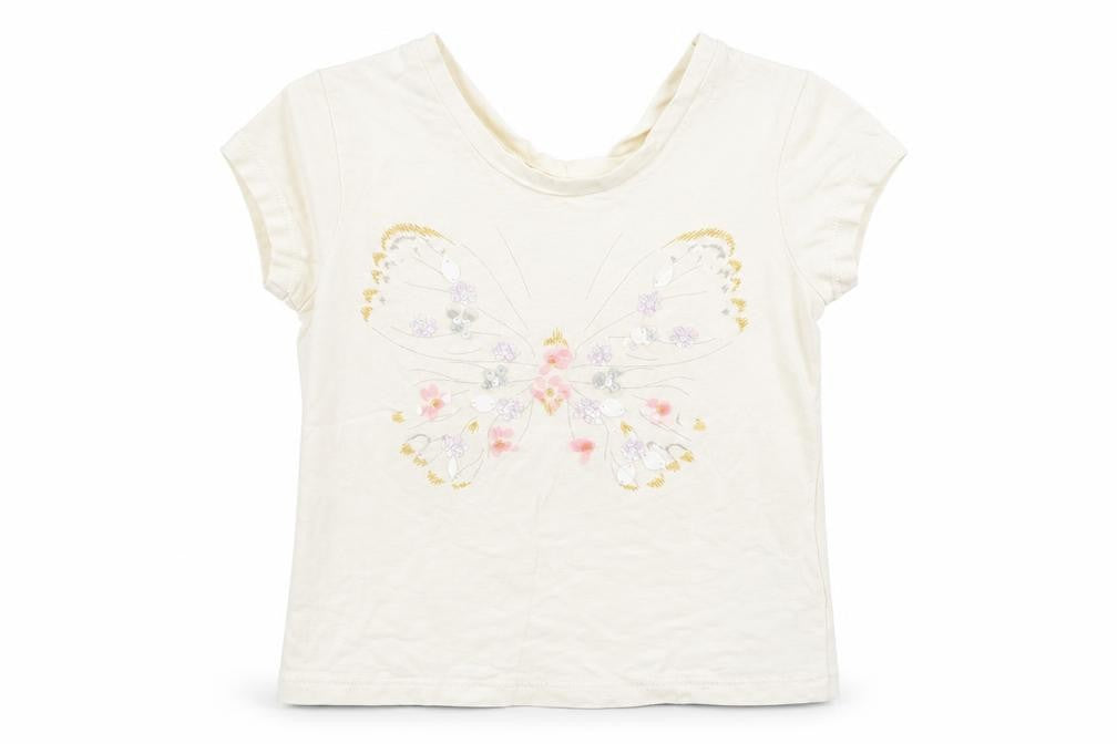 Front view of Billieblush girls’ ivory basic t-shirt, size 4, years