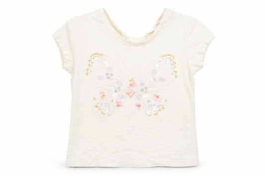Front view of Billieblush girls’ ivory basic t-shirt, size 4, years