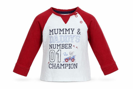 Front view of George boys’ blue basic t-shirt, size 9-12, months - number 1 champion