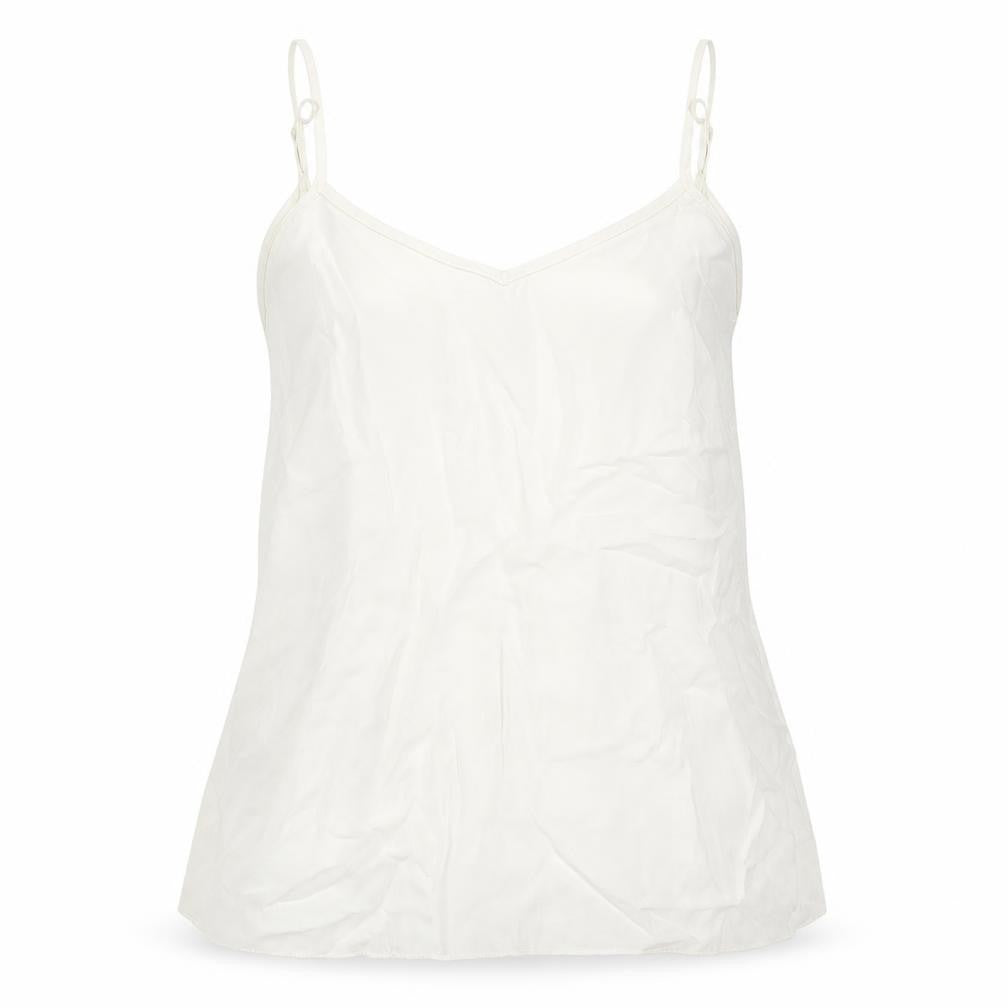 Front view of Atmosphere women’s white basic tank, size UK 10