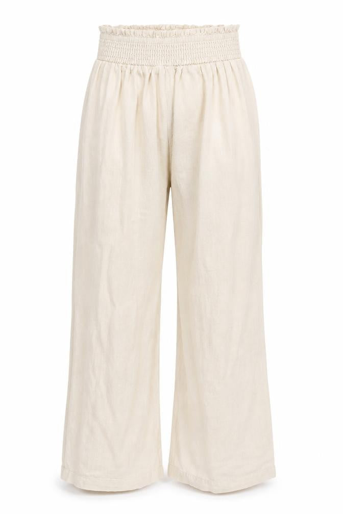 Front view of SHEIN women’s beige trousers, size S, 25-inch leg