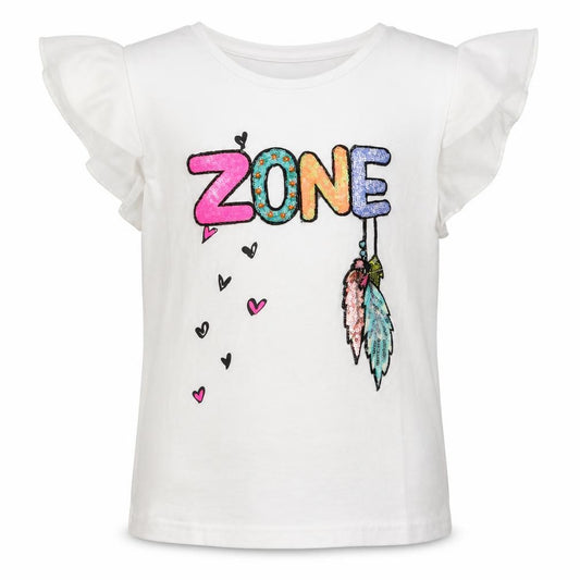 Front view of Miss Image girls’ white basic t-shirt, size 10, years - zone