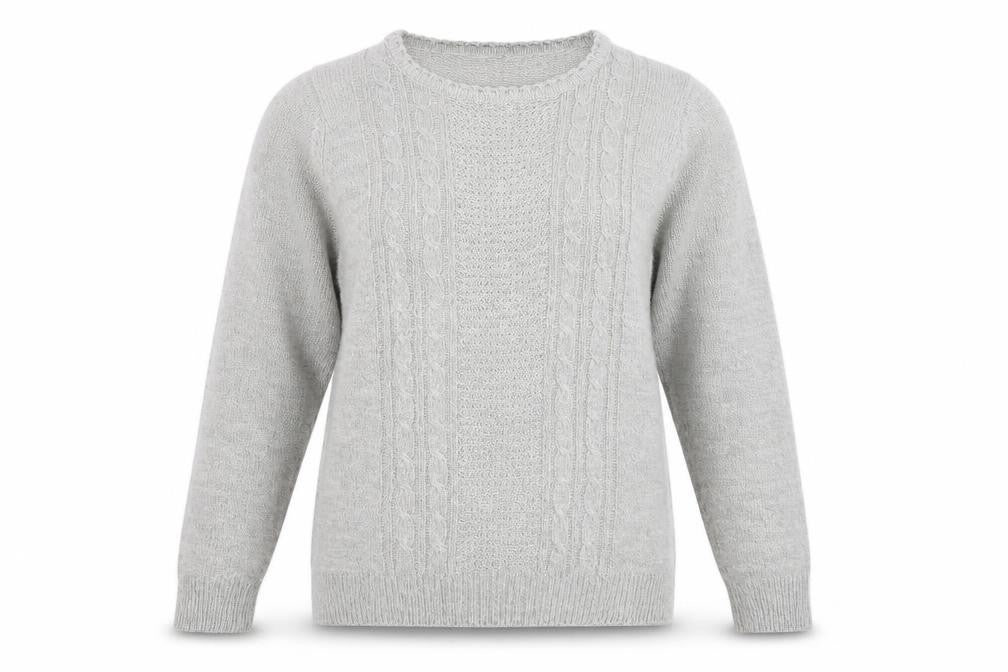 Front view of Isle women’s grey jumper, size S