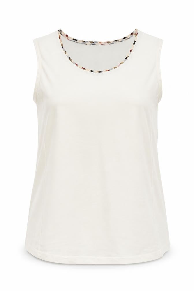 Front view of Preworn women’s white basic blouse, size L