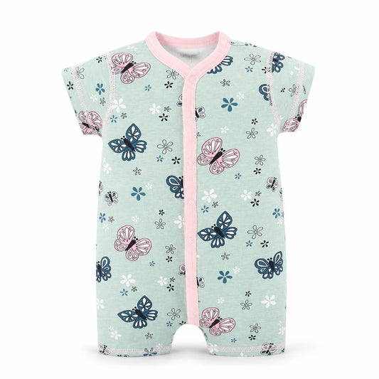 Front view of MAXMORRD Baby Green Floral Babygrow One-Piece, size 0-3, Months