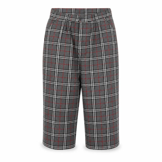 Front view of Cht women’s grey check cropped trousers, size S, 20-inch leg