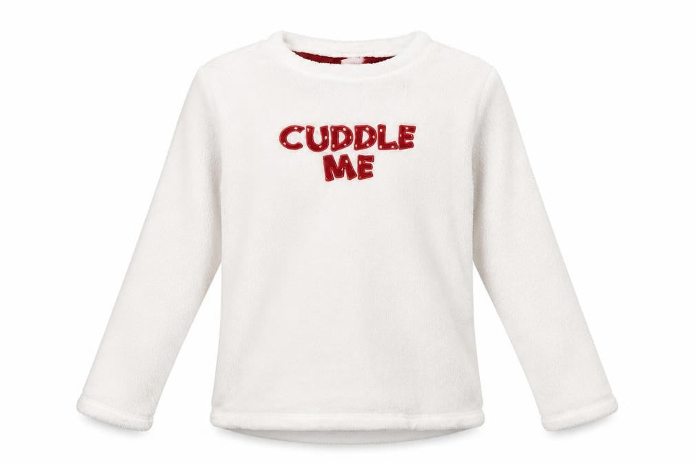 Front view of Love To Lounge girls’ white solid top pyjama top, size S, - cuddle me