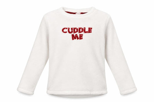 Front view of Love To Lounge girls’ white solid top pyjama top, size S, - cuddle me
