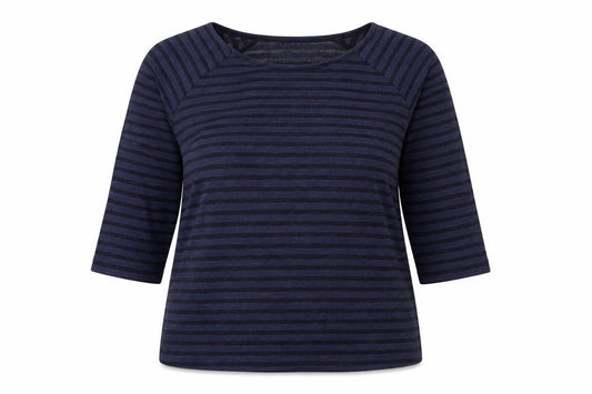 Front view of Next women’s blue striped jumper, size UK 20