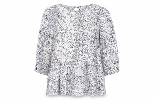 Front view of Next women’s white geometric basic blouse, size UK 12
