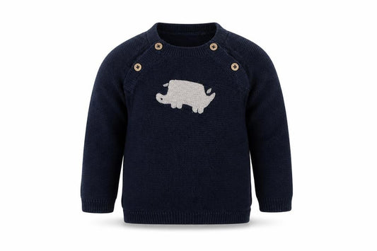 Front view of Tue Baby Blue Knit jumper, size 3-6, Months