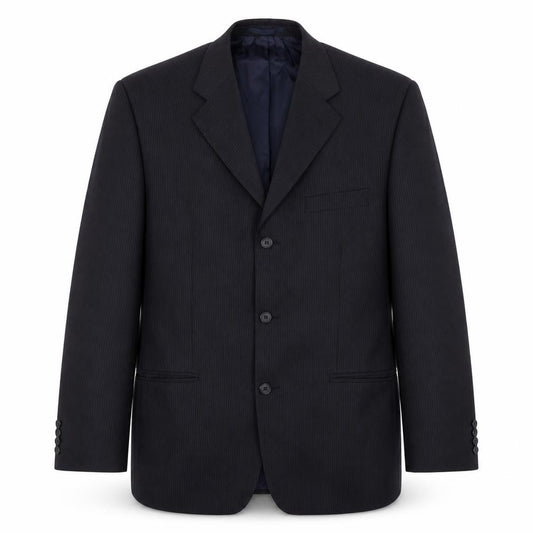 Front view of C&A men’s blue striped jacket, size 42