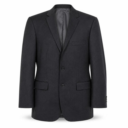 Front view of Jack Reid men’s grey striped jacket blazer, size 40