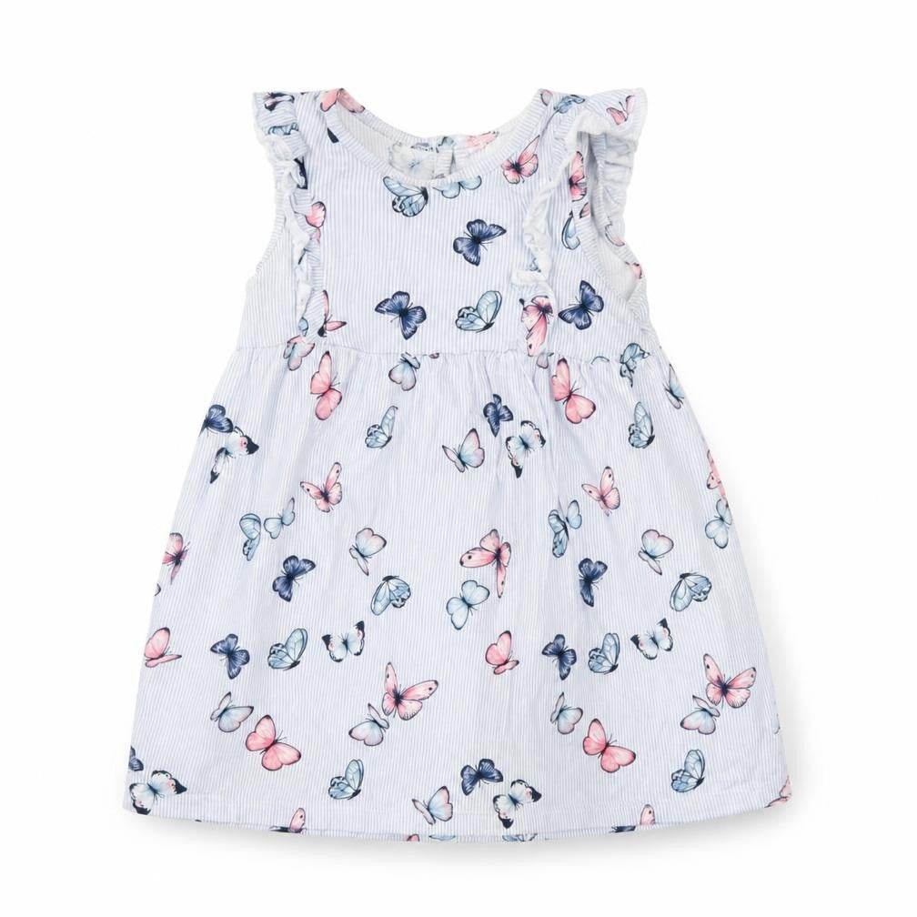 Front view of H&M Blue Striped A-Line, size 9-12, Months