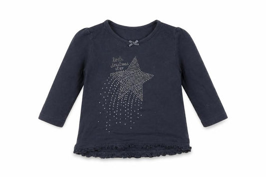 Front view of George girls’ grey basic t-shirt, size 6-9, months