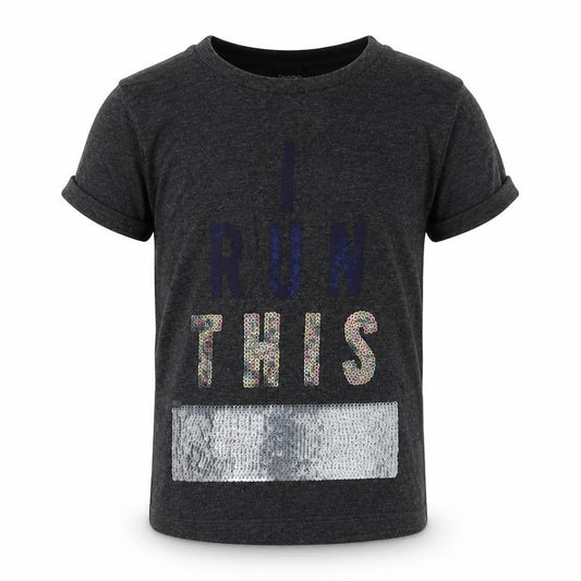 Front view of George girls’ grey basic t-shirt, size 2-3, years
