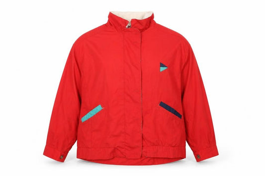 Front view of Spirit women’s red jacket, size UK 16