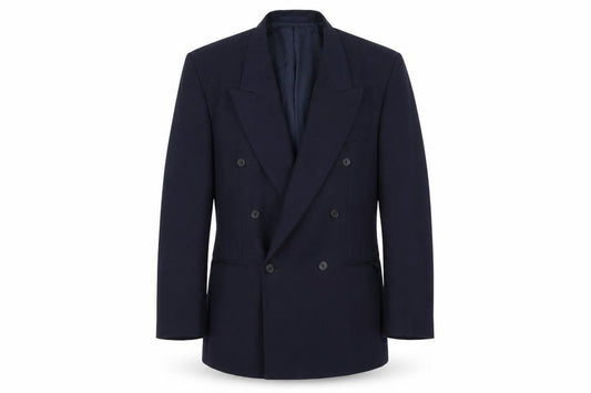 Front view of Burton men’s blue jacket suit jacket, size 40
