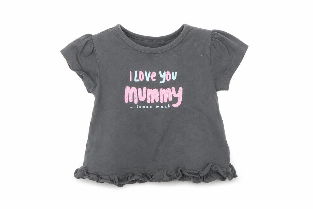 Front view of George Baby Grey Basic T-Shirt, size 0-3, Months