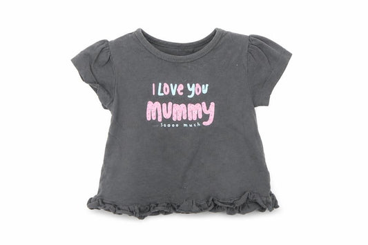 Front view of George Baby Grey Basic T-Shirt, size 0-3, Months