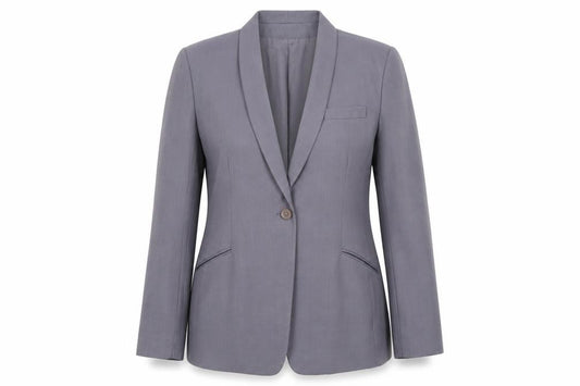 Front view of JH Collectibles women’s purple jacket suit jacket, size UK 12