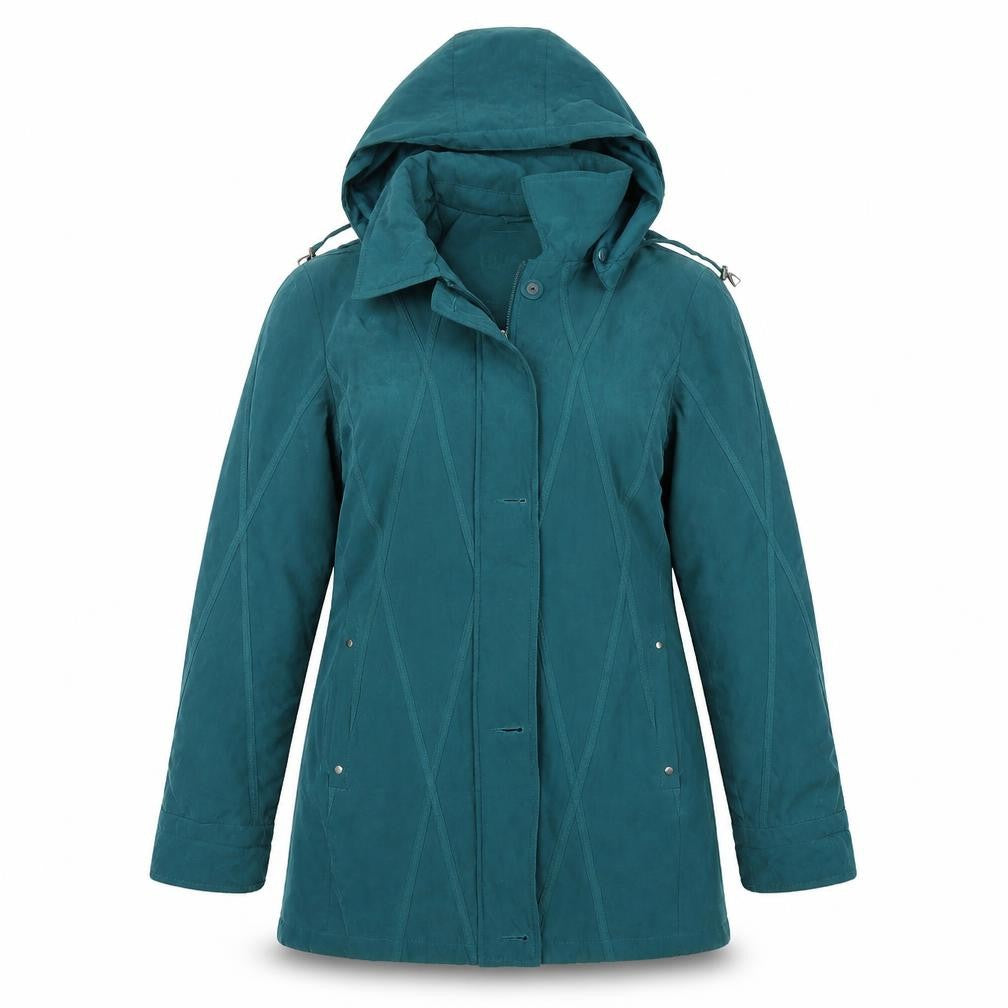 Front view of Bonmarché women’s black rain coat coat, size M