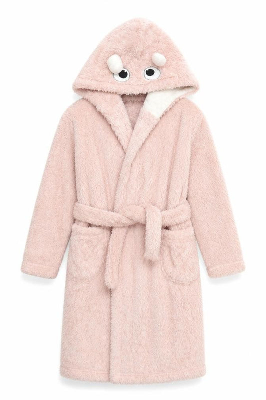 Front view of M&Co girls’ pink solid capri robe, size 9-10, years