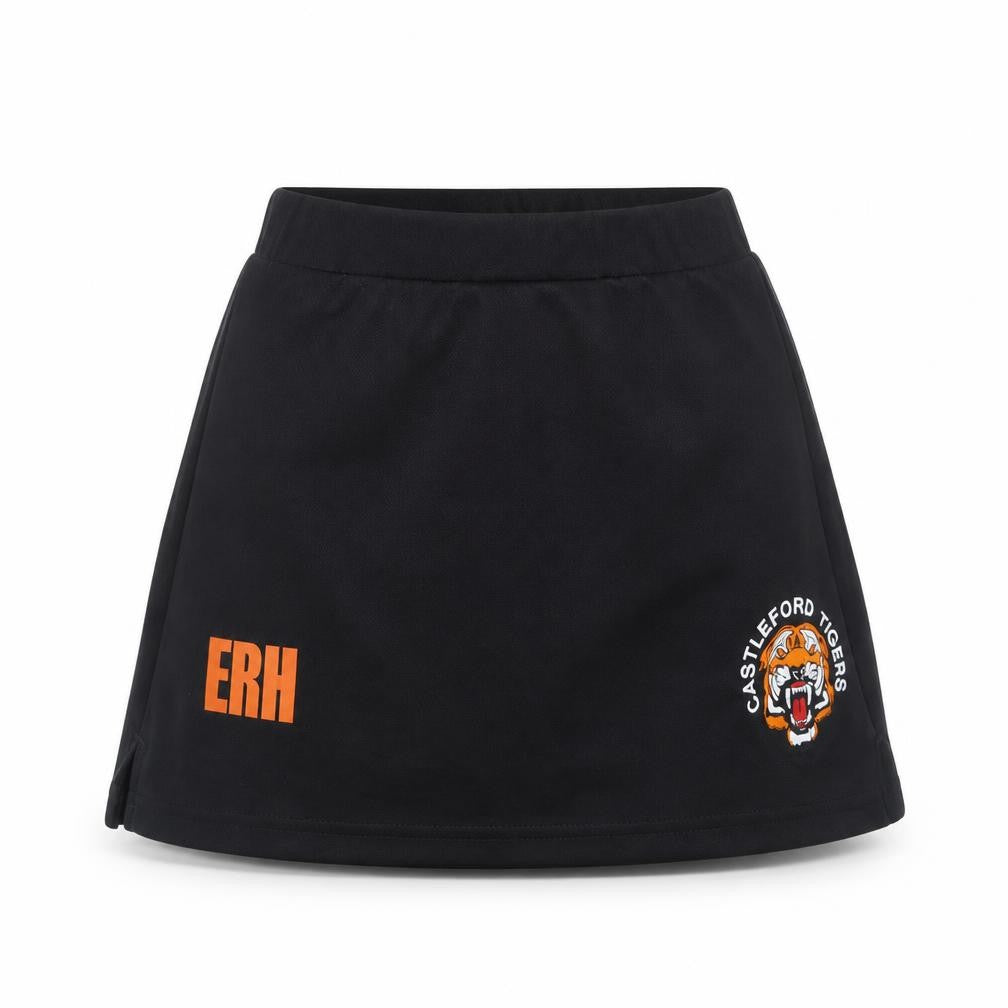 Front view of SPIRO girls’ black mini skort, size 5, years