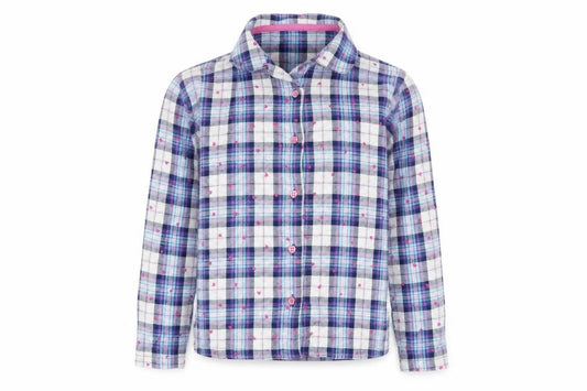 Front view of George girls’ blue basic button-up, size 8, years