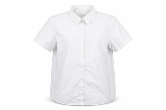 Front view of George girls’ white rayon basic button-up, size 12, years