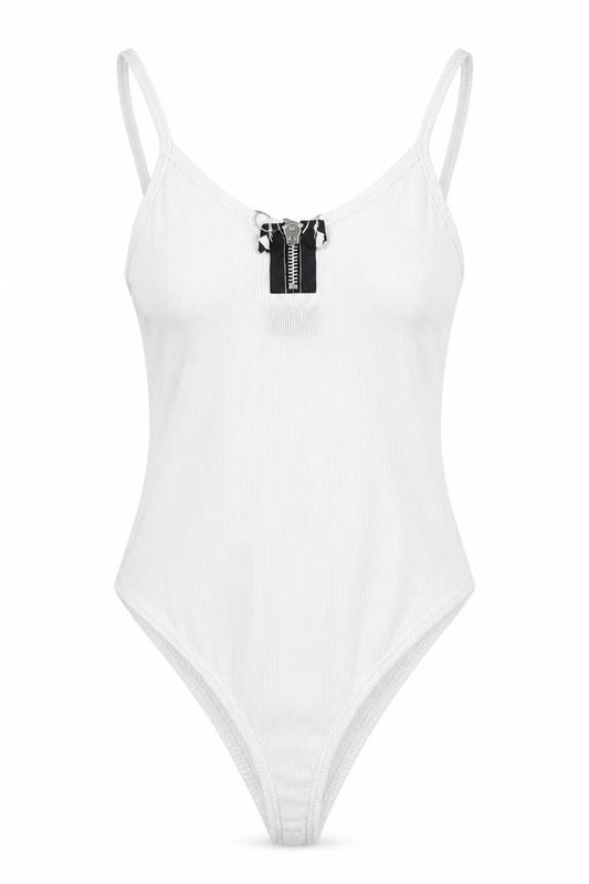 Front view of PRETTYLITTLETHING women’s white wrap t-shirt, size UK 6