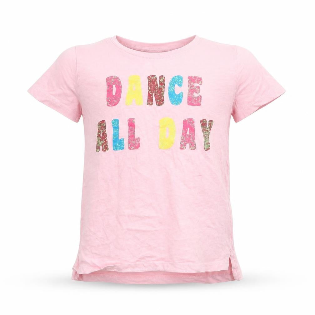 Front view of Matalan girls’ pink basic t-shirt, size 7, years