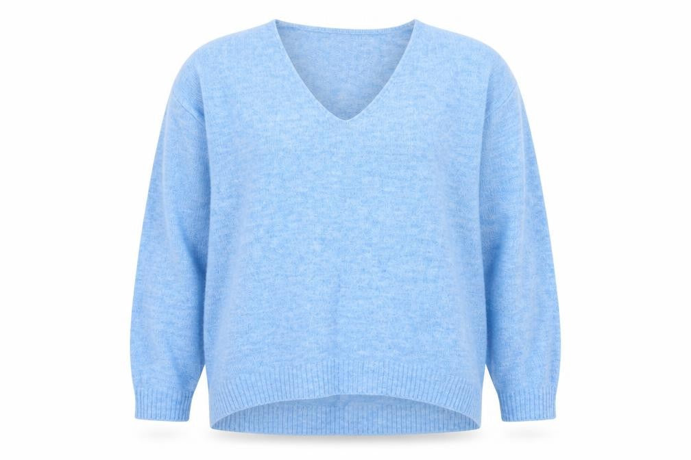 Front view of H&M women’s blue jumper, size M