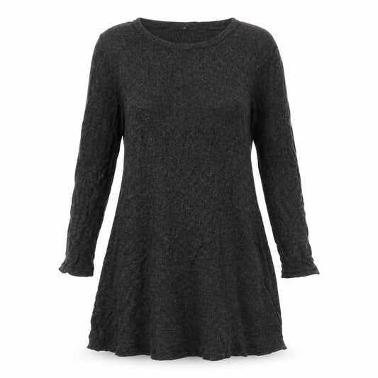 Front view of women’s grey jumper dress, size S