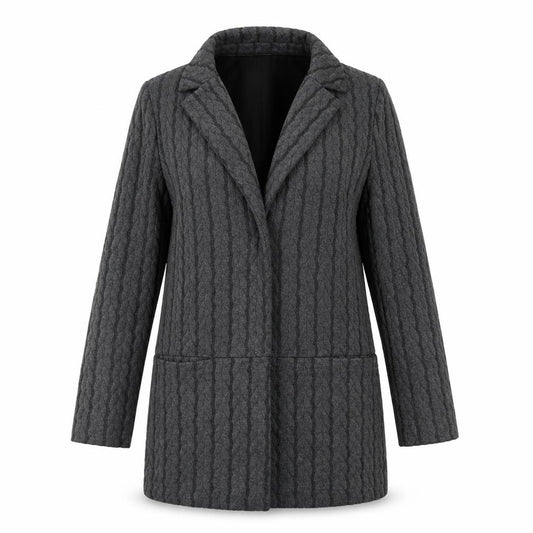 Front view of Next women’s grey geometric jacket, size UK 10