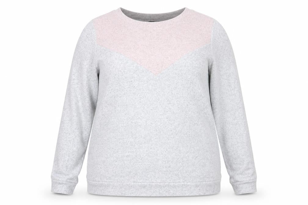 Front view of F&F women’s grey geometric jumper, size UK 20