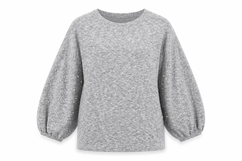 Front view of Tu women’s grey knit jumper, size UK 12