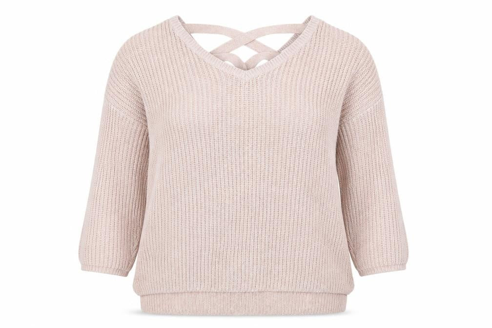 Front view of F&F women’s pink jumper, size UK 14