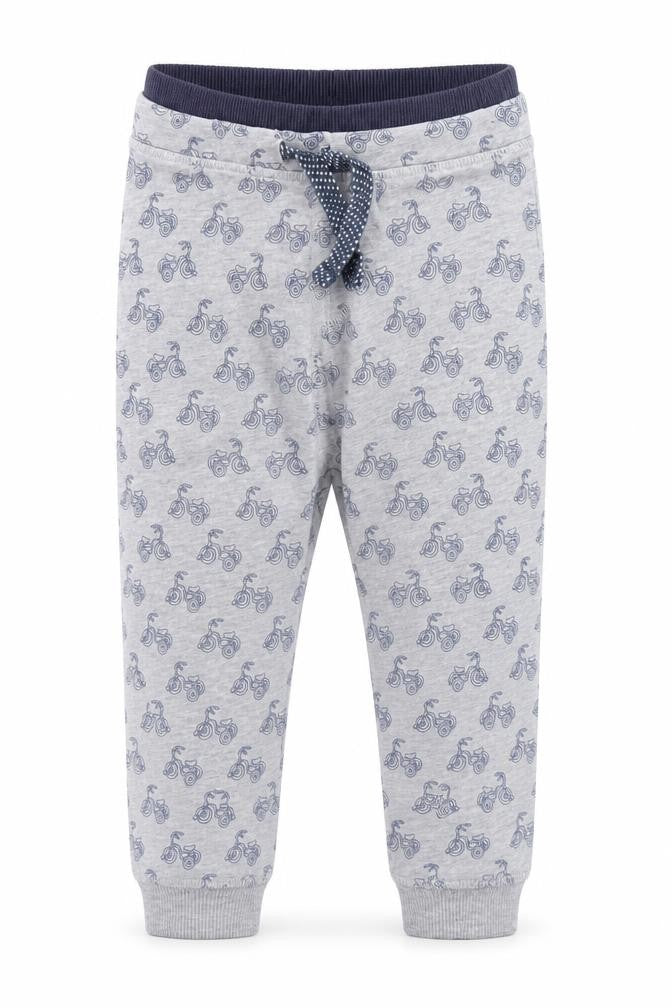Front view of H&M boys’ grey geometric sweatpants, size 2, years - bicycles