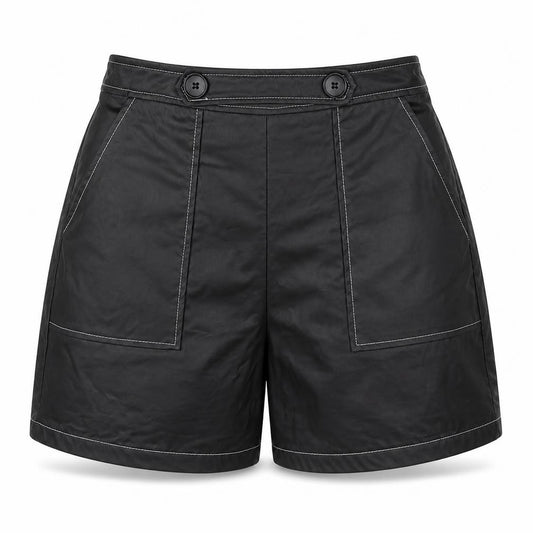 Front view of PRETTYLITTLETHING women’s black sailor shorts, size UK 8
