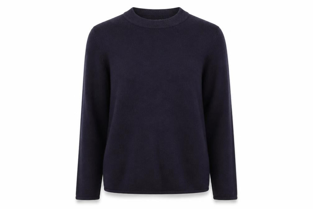Front view of Love Knitwear women’s purple jumper, size UK 14