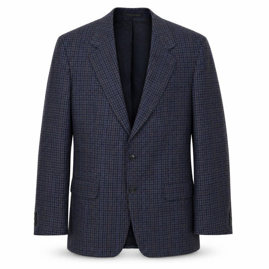 Front view of Marks & Spencer men’s blue check jacket blazer, size 40