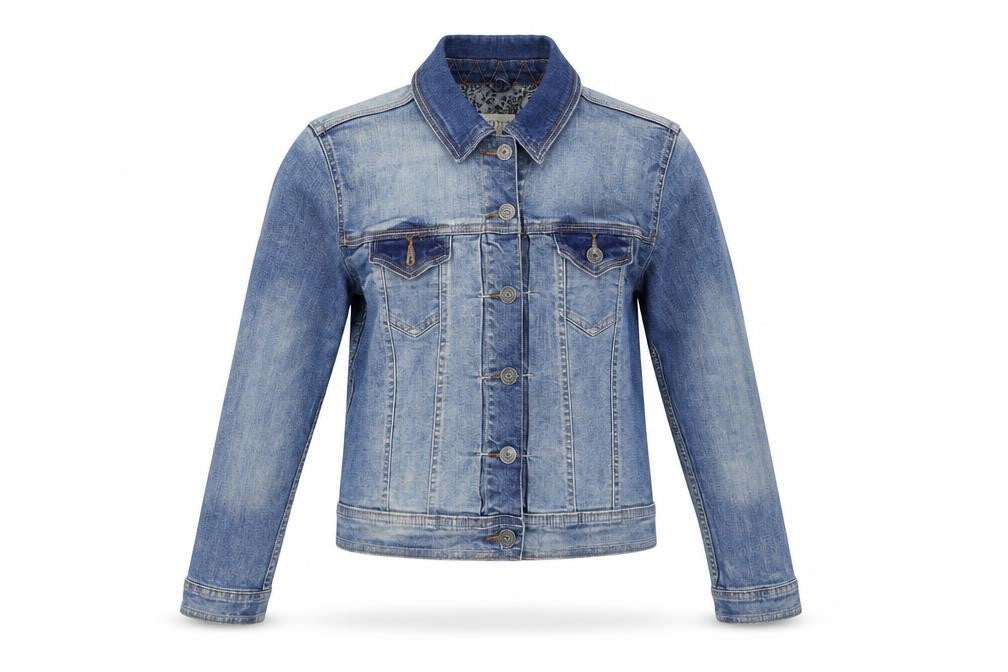 Front view of Papaya women’s blue jacket coat, size UK 10